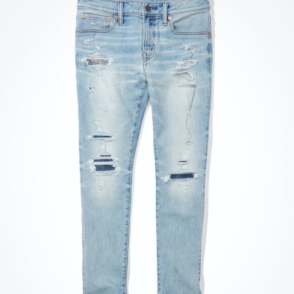American Eagle Outfitters Men's Blue Air Flex Temp Tech Skinny Jeans Size 30X32